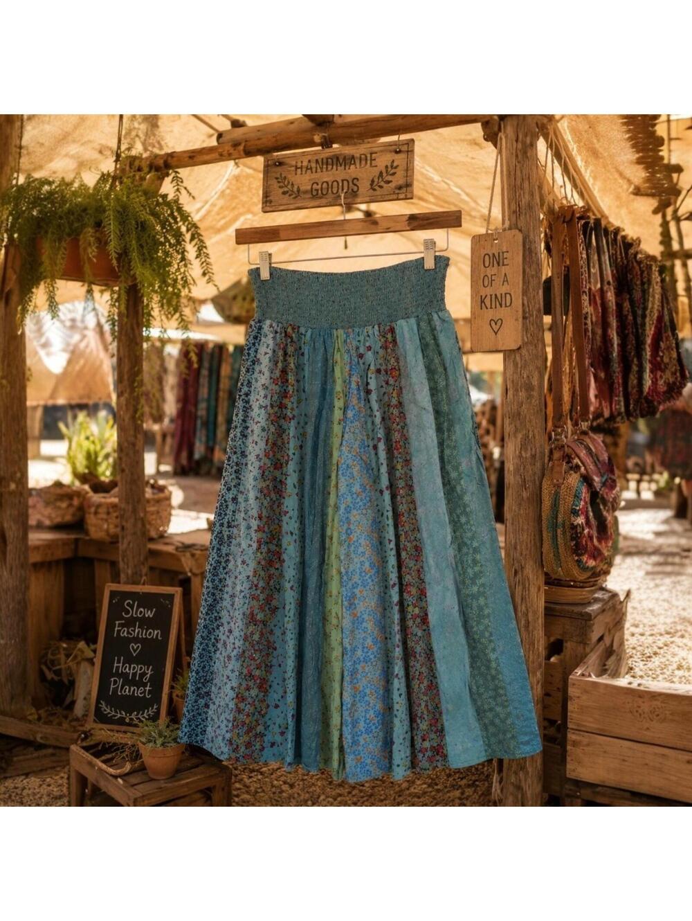 NWT Teal Rayon Patchwork Palazzo Pants-Size Medium
